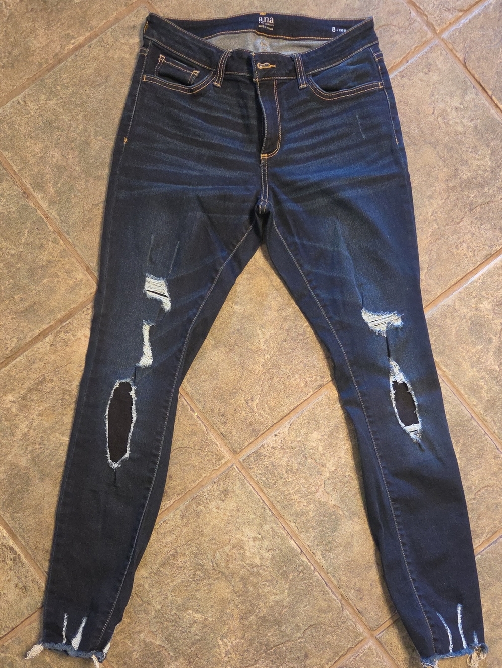 a.n.a Dark Blue Ripped Skinny Jeans
